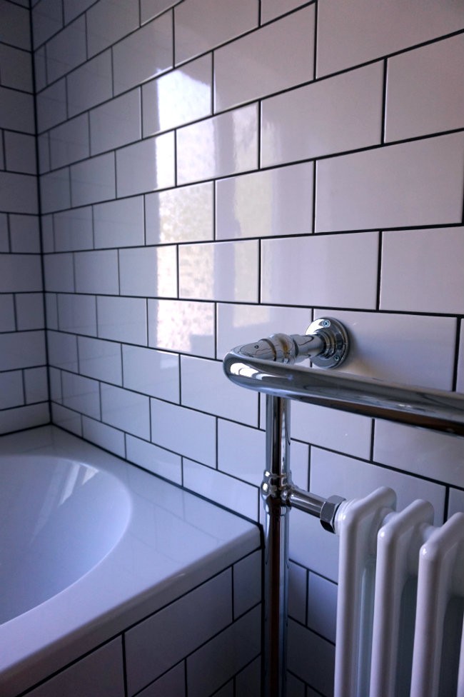 victorian style towel raidiator in new bathroom