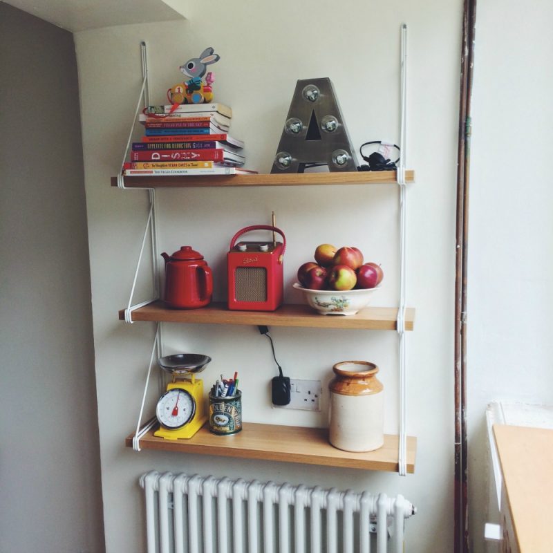 #shelfie ikea EKBY GÄLLÖ kitchen shelves above radiator