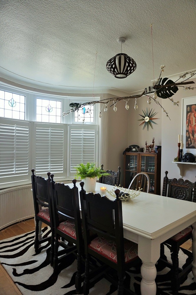 shutters closed vintage antique dining room