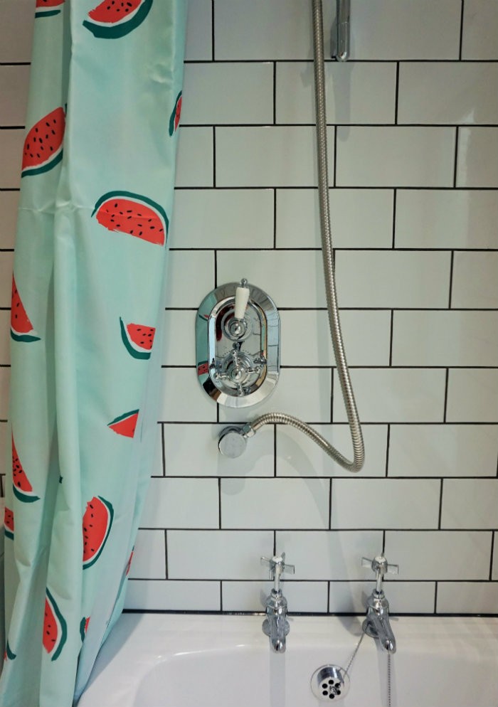 vintage shower watermelon shower curtain