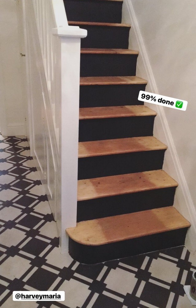painted charcoal stairs @oldfashionedsus